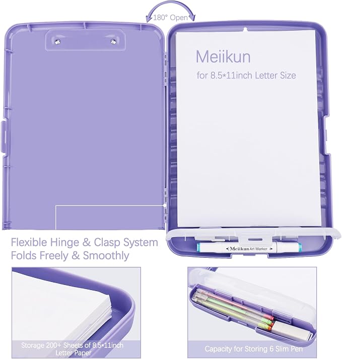 Meiikun Clipboard with Storage, Plastic Clipboards 8.5x11 with Pen Holder - Image 5