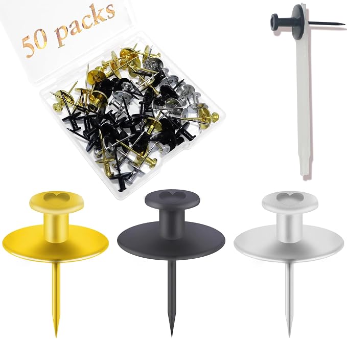 50 PCS Push Pins Picture Hanger Hooks, Double Headed Nails Push Pin Thumbtacks by Hoaisun