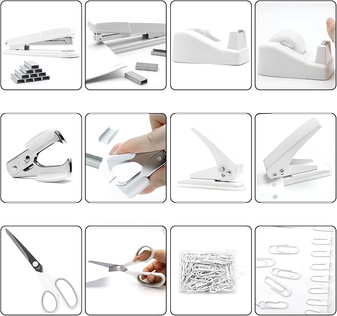 sportsvoutdoors White Desk Accessories, Modern Minimalist Office Supplies Set - Image 4
