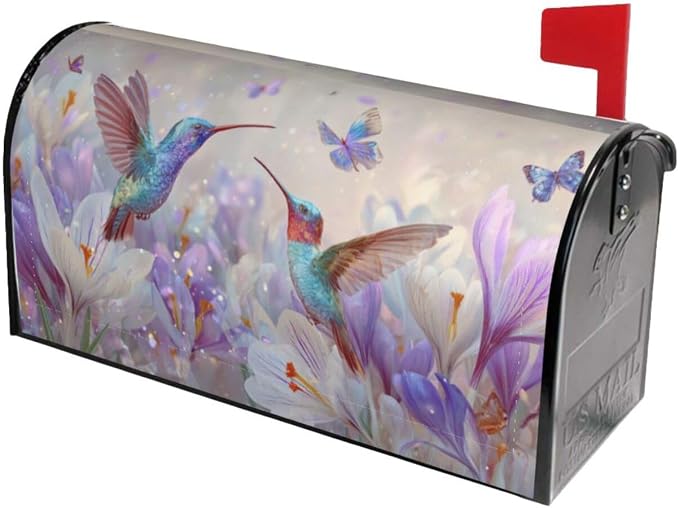 Spring Hummingbird Blooming Flowers Welcome Magnetic Mailbox Cover, Mailbox - Image 2