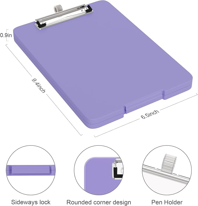 Piasoenc Small Clipboard with Storage, Clip Board with Pen Holder, School & - Image 2