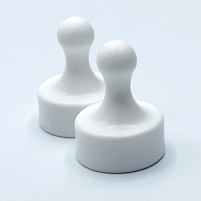 GLASSBOARD STUDIO Powerful Neodymium Magnets, Pawn-Shaped - Strong Fridge/Refrigerator and Whiteboard Magnet, Ideal for Office, Kitchen, Crafts - Rare Earth, Heavy Duty (2, White)-DeskLoop Office