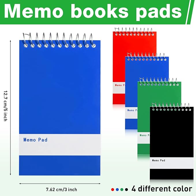 Thenshop 50 Pads Spiral Memo Pads Bulk 3 x 5 Inch Small Pocket Notepad Top - Image 2