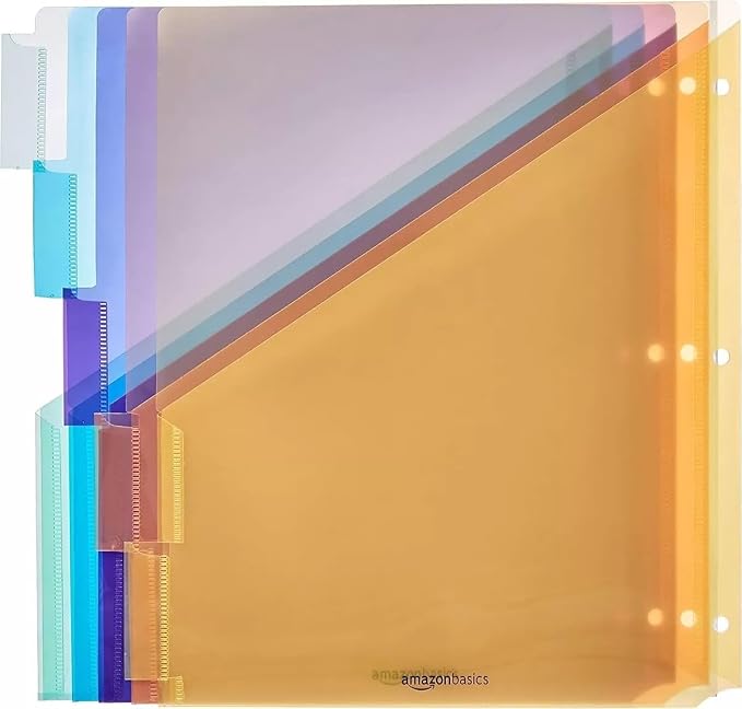 Amazon Basics 5-Tab Dividers for 3 Ring Binder, Two Pocket, Letter Size - Image 2
