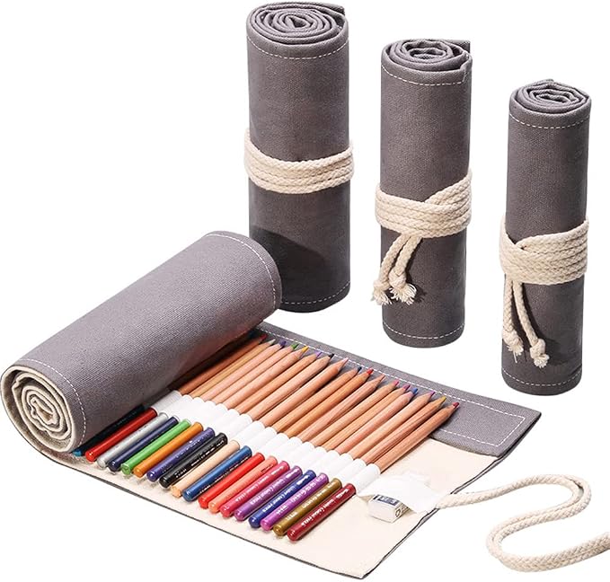 DIYOMR 24/36/72 Slots Pencil Wrap Pencil Rolls, Artist Colored Pencils Roll Up by DIYOMR
