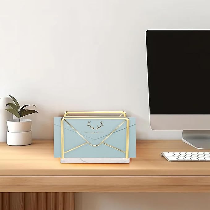 Modern Mail Holder for Home Office, Metal Letter Organizer Sorter for Desk - Image 2
