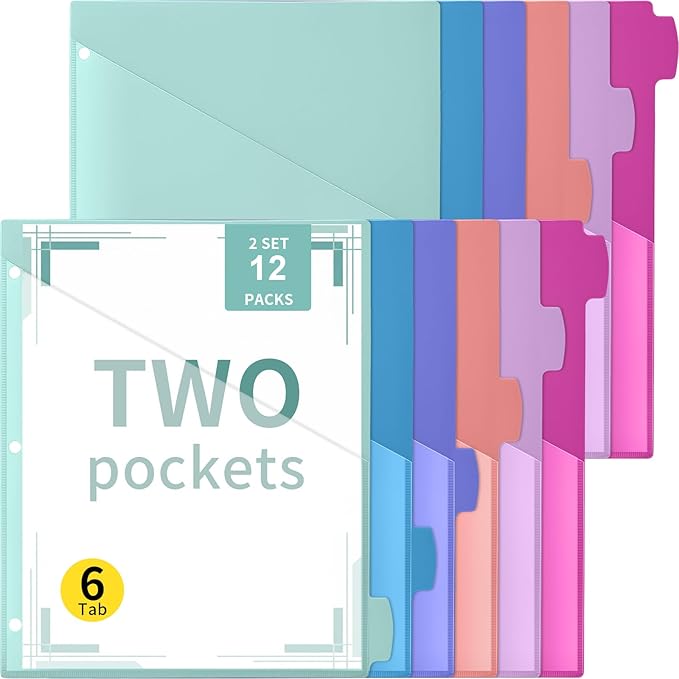 Epakh 12 Pcs Binder Dividers for 3 Rings Binders Index Dividers by Epakh