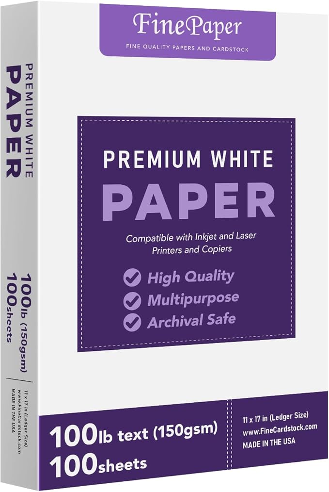 Bright White Paper - Multipurpose Office Print Writing Copy - Flyers, Posters, Design Proposals, Business Documents | 11 x 17 | 100lb Text (40lb Bond) | Acid Free Paper | 100 Sheets per Pack-DeskLoop Office