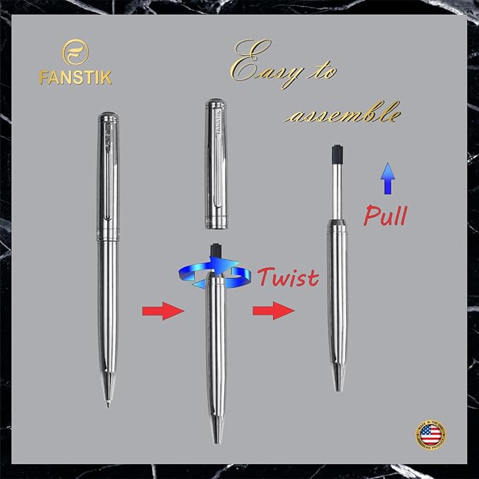 Silver Luxury ballpoint Pen (Made In USA) fancy gift set for women, Chrome Finish, Professional executive pen gift set for men (Lux BallPoint Silver)-DeskLoop Office