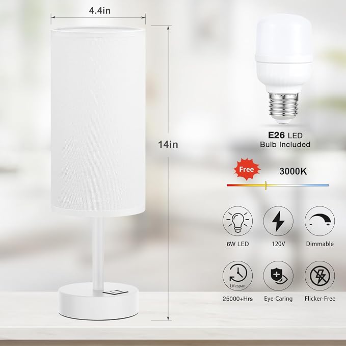 Dicoool White Touch Bedside Lamp - Image 5