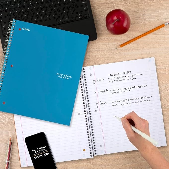 Five Star Spiral Notebook + Study App, 1 Subject, Wide Ruled Paper, 100 Sheets - Image 7