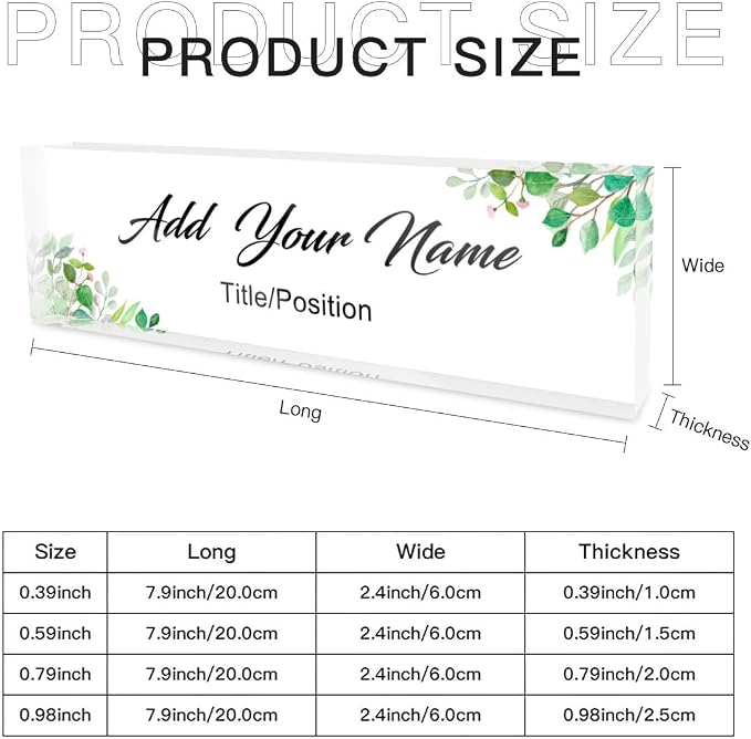 Custom Name Plate for Desk Personalized Acrylic Blocks Customizable Logo Name - Image 3