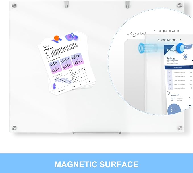 48 x 36 Inches Glass Whiteboard, Magnetic Glass Dry Erase Board - Image 5