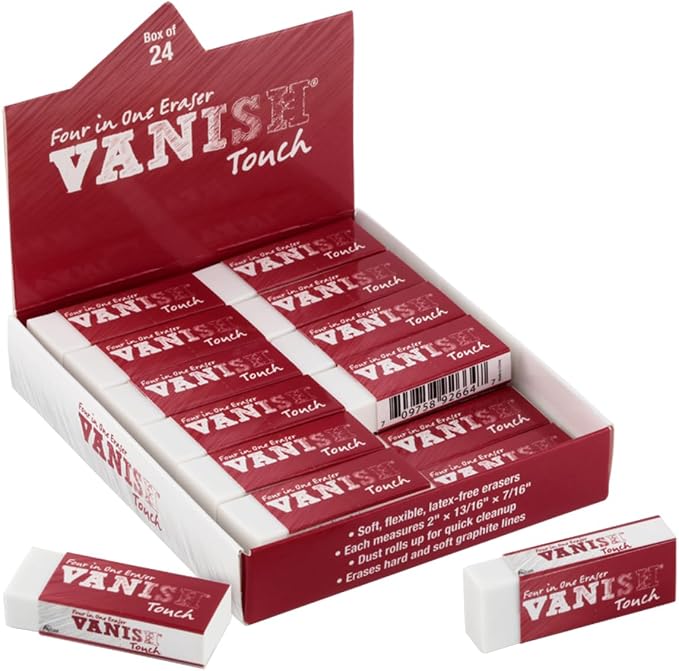 Acurit Vanish Touch Artist Eraser, Latex-Free, 24 Pack by Acurit