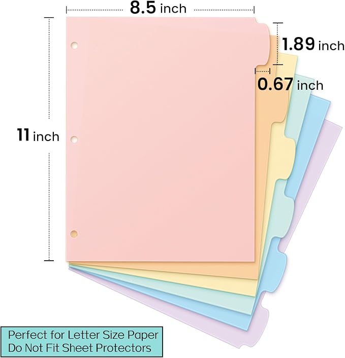 Sooez 6-Tab 3 Ring Binder dividers - Image 2