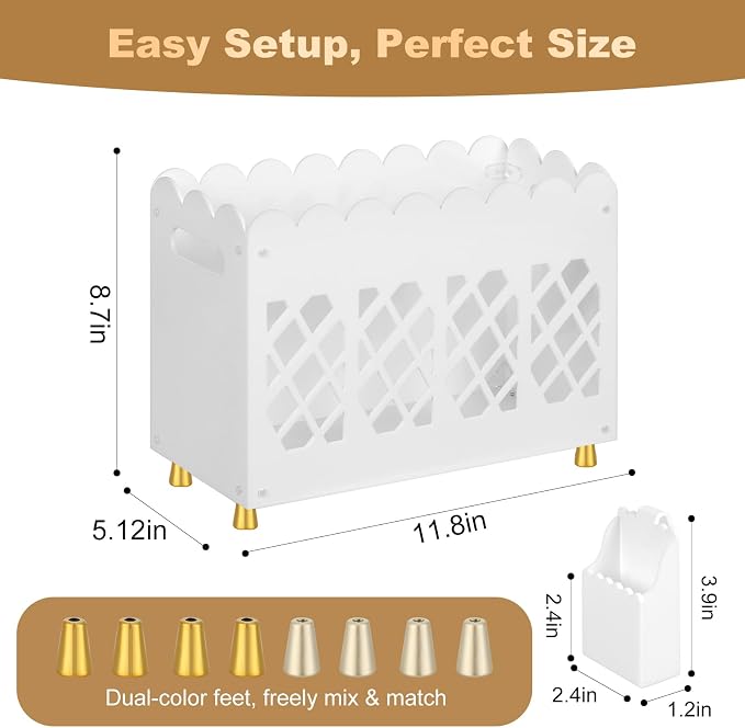 Acrylic Magazine Rack with Handle, Detachable Side Pen Slot, Wave HollowOut - Image 2