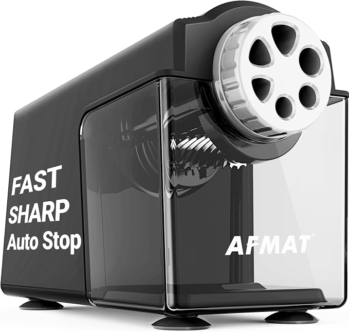 AFMAT Electric Pencil Sharpener Heavy Duty, 6-Hole Classroom Pencil Sharpener by AFMAT