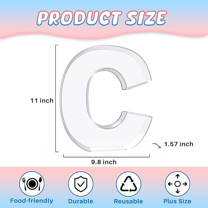 11" Acrylic Letter Charcuterie Box, Reusable Fillable Alphabet Number Shaped - Image 2