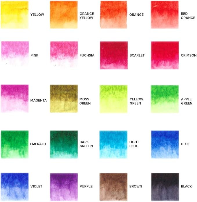 GenCrafts Watercolor Brush Pens Set of 20 Premium Colors - Real Brush Tips - No Mess Storage Case - Washable Nontoxic Markers - Portable Painting-DeskLoop Office