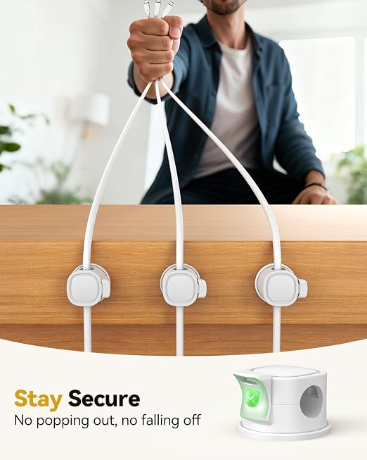 6Pack Rotatable Cord Organizer, INCHOR Cable Organizer, Spring Cable Clips - Image 3