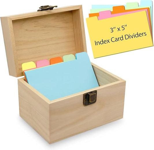 DSYIL Index Card Holder, Wooden Index Card Box, 3 x 5 Flash Cards Holder by DSYIL
