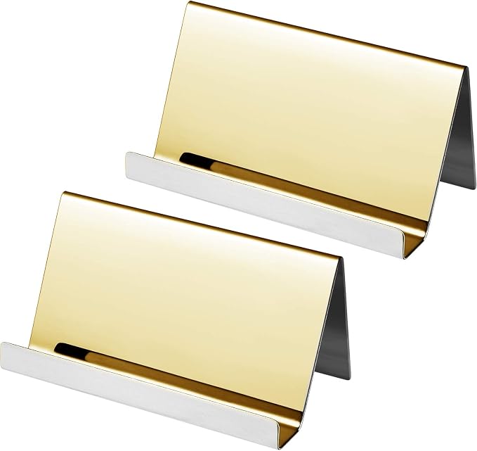 Maxdot 2 Pack Stainless Steel Business Cards Holders Desktop Credit Name Card by Maxdot
