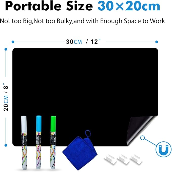 Magnetic Black Dry Erase Board Sheet 12" x 8" - Image 4