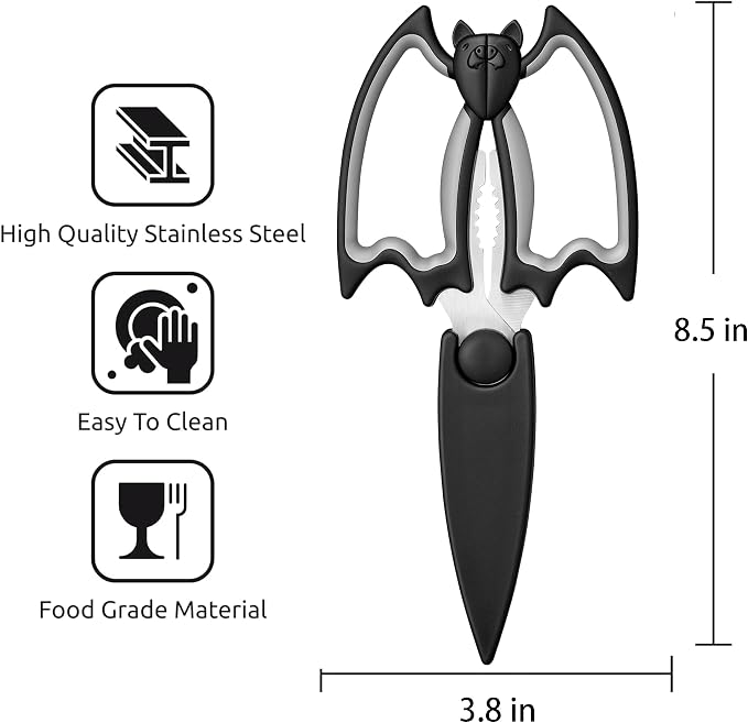 OMDAR Bat Kitchen Scissors All Purpose 2 Pack - Image 2
