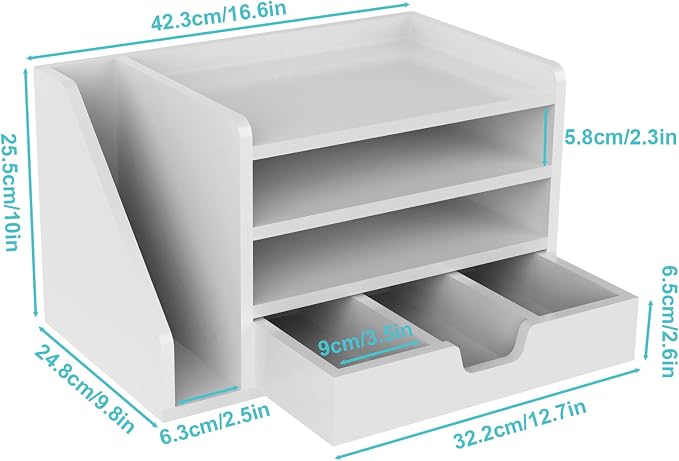 Multi-Tier Wood Desk File Organizer - Image 7
