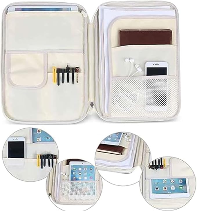 JAKAGO A4 Travel Portfolio Multifunctional Document Organizer Zippered Case - Image 5