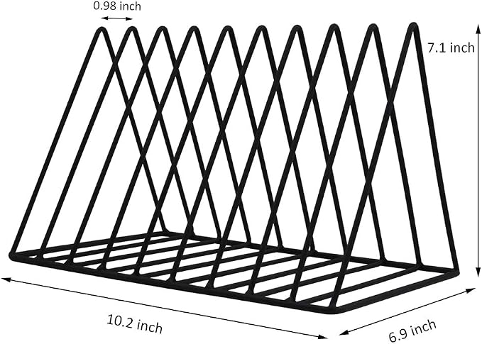 EASEPRES 9 Slot Magazine Rack Book Record Holder, Desktop Iron Storage Rack - Image 4