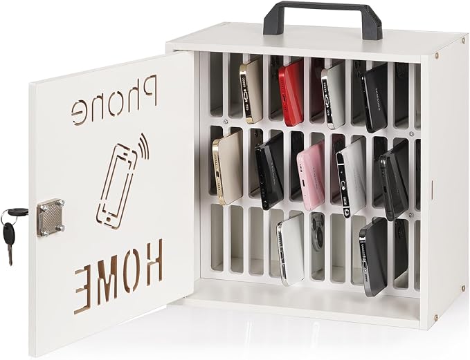 Cell Phone Holder Classroom 33 Slots Wooden Cell Phone Storage Cabinet Pocket by Lzttyee