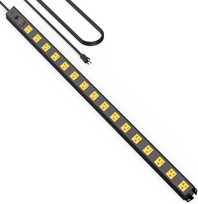 HHSOET 16 Outlet Long Power Strip, 6FT Heavy Duty Power Strip with 4800J Surge Protection, 20a Mountable Wide-Spaced Outlets for Home, Office, Garage & Workshop - ETL Certified-DeskLoop Office