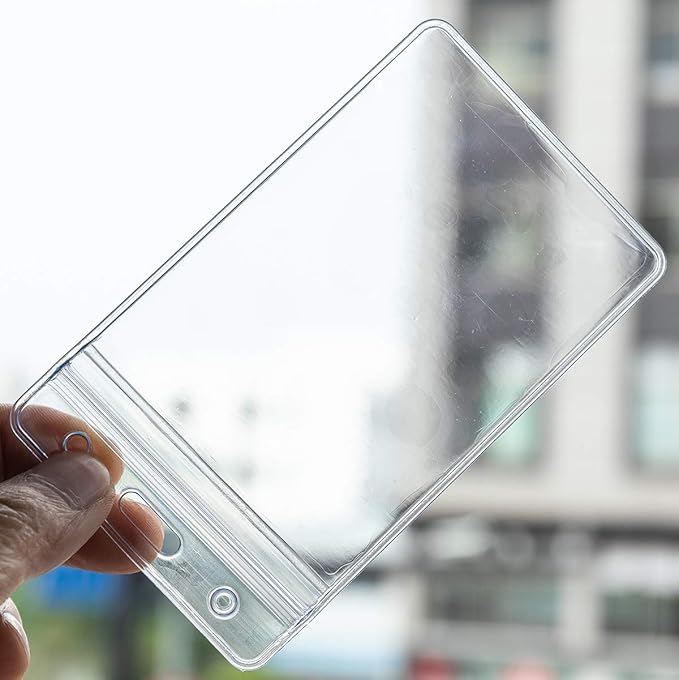 Vertical ID Badge Holders Sealable Waterproof Clear Plastic Holder, Fits - Image 3