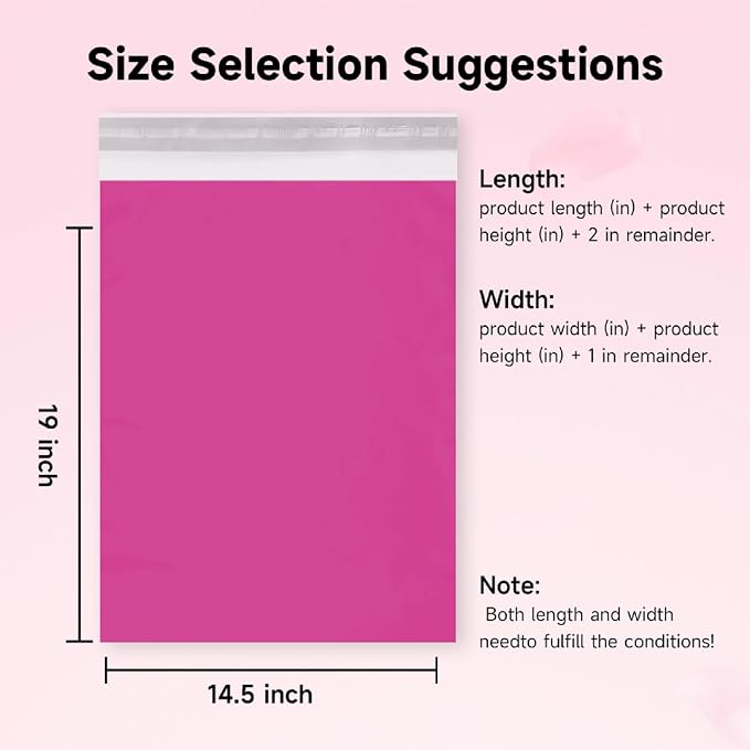 Pink Poly Mailers 14.5x19 Inch, 50 Pack | Self-seal shipping bags - Image 3