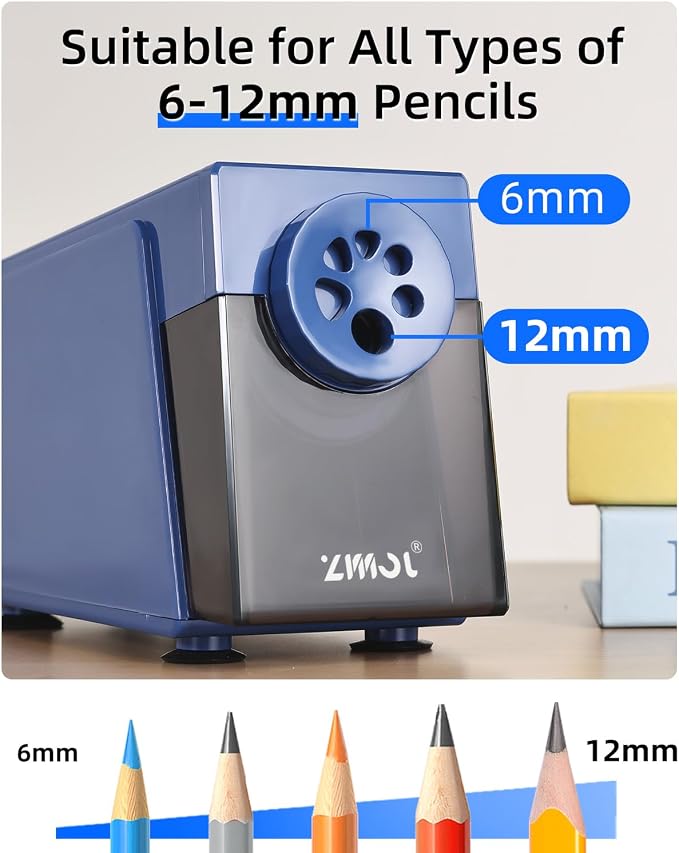 ZMOL Heavy Duty Electric Pencil Sharpener, 6-Hole Classroom Pencil Sharpener - Image 2