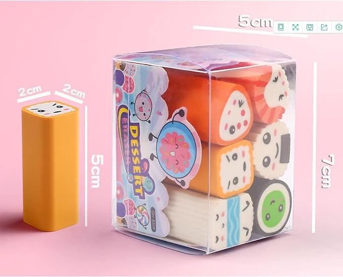 Food Erasers 12 Pack Sushi Desserts Desk Pet Erasers for Kids Cute Fun School Supplies Prize Gifts Party Favors-DeskLoop Office