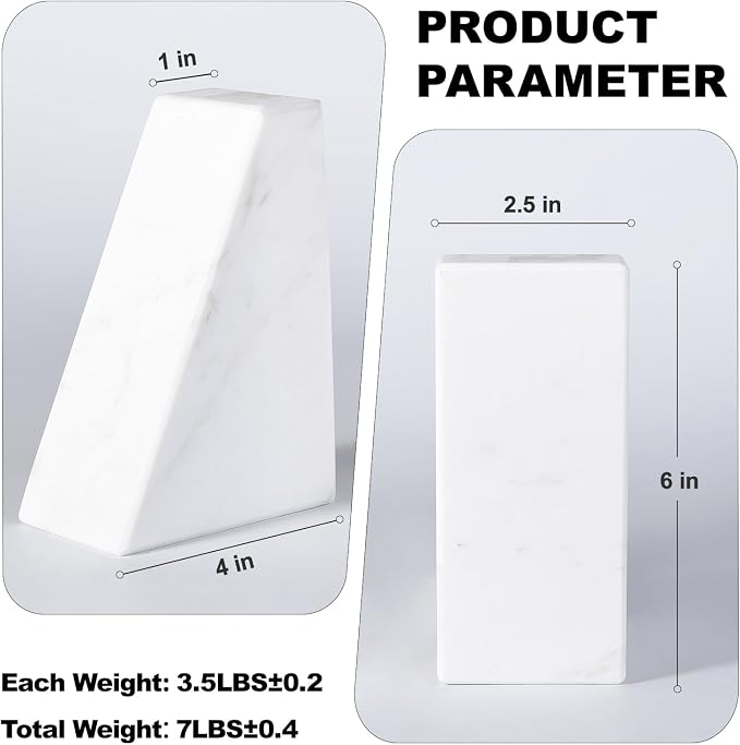 Karibiber Marble Bookends for Heavy Books, Decorative Book Ends for Shelves - Image 5