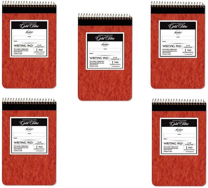 Gold Fibre Retro Wirebound Writing Pads, Medium/College Rule, 80 White 5 x 8 by Ampad