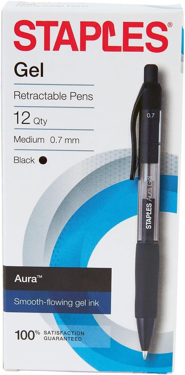 STAPLES Retractable Gel Pens, Medium Point 0.7mm, 36 Pack – Aura Smooth‑Writing - Image 4