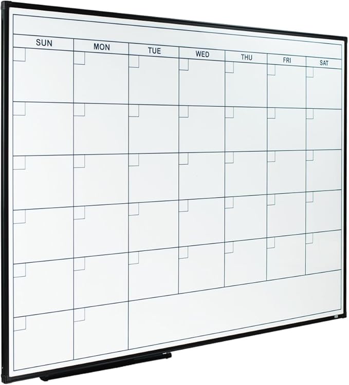 Lockways Dry Erase Calendar Whiteboard, Magnetic White Board Calendar Monthly 48 X 36 Inch, Ultra-Slim Black Aluminium Frame-DeskLoop Office