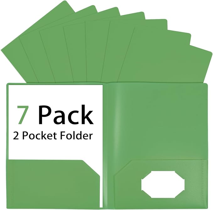7 Pack Green Plastic Folders by Unknown