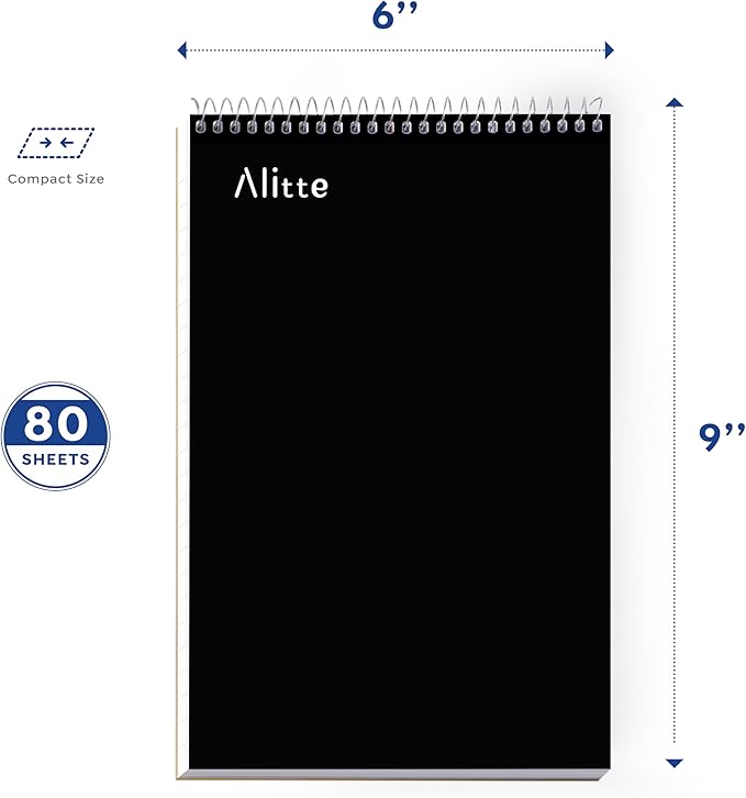 Steno Pads Spiral 6x9-12 Pack - Gregg Ruled, Perfect for Work, School, and Home Use, Easy Tear-Off Pages, White Paper - No Ink Bleeds - 80 Sheets-DeskLoop Office