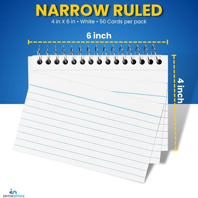 1InTheOffice Spiral Bound Index Cards 4x6 Ruled, 50 Cards/Pack, 3 Packs - Image 3