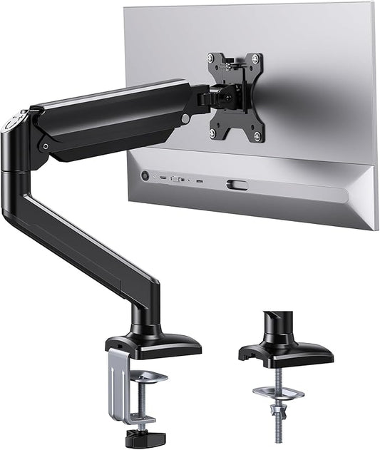 ErGear Single Monitor Arm for 13-34 inch Screens, Adjustable Gas Spring Monitor Mount Holds up to 22 lbs, Computer Monitor Stand with VESA Mount, C-Clamp & Grommet Base, Max VESA 100x100mm,-DeskLoop Office