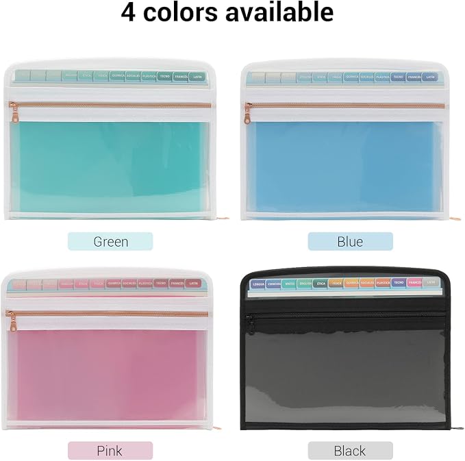 Mukawa 13 Pocket Expanding File Folder, Zipper Accordion File Folder, - Image 7