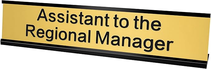 Assistant to the Regional Manager Desk Sign Gold Funny Office Novelty Nameplate by Toplusesse