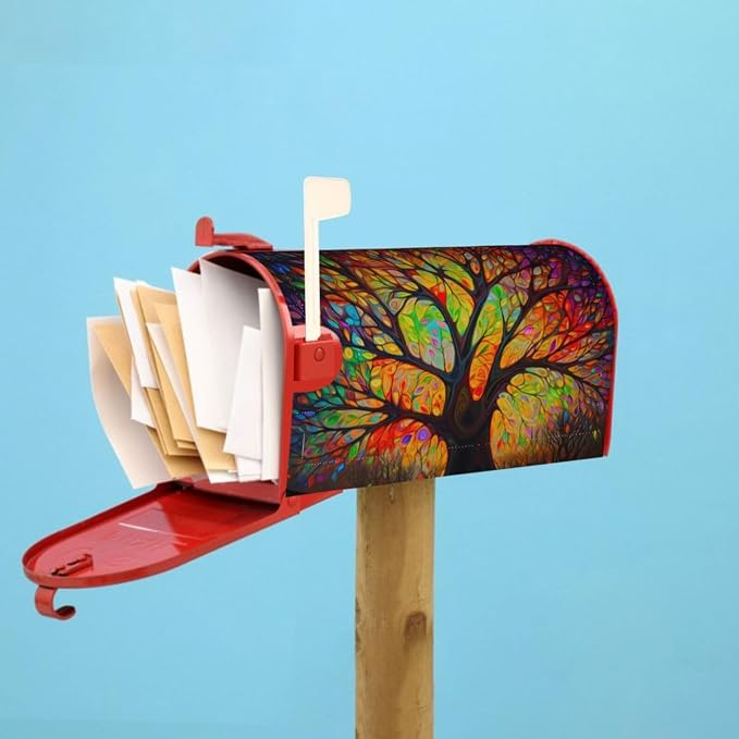 Tree of Life Welcome Magnetic Mailbox Cover, Colorful Forest Mailbox Wrap - Image 6