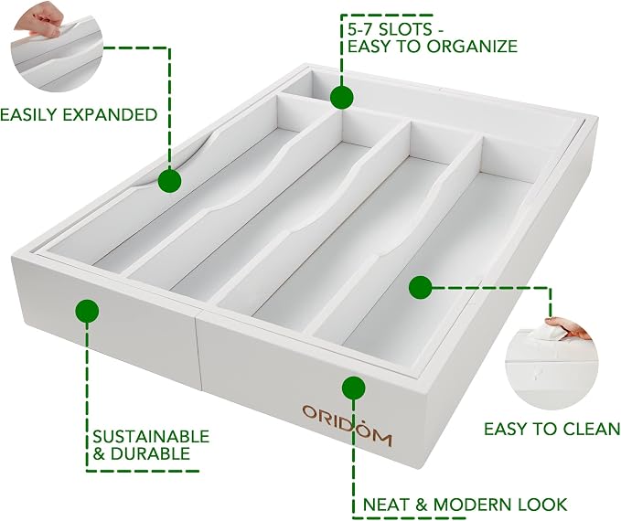 oridom Expandable Bamboo Kitchen Drawer Organizer - Image 3