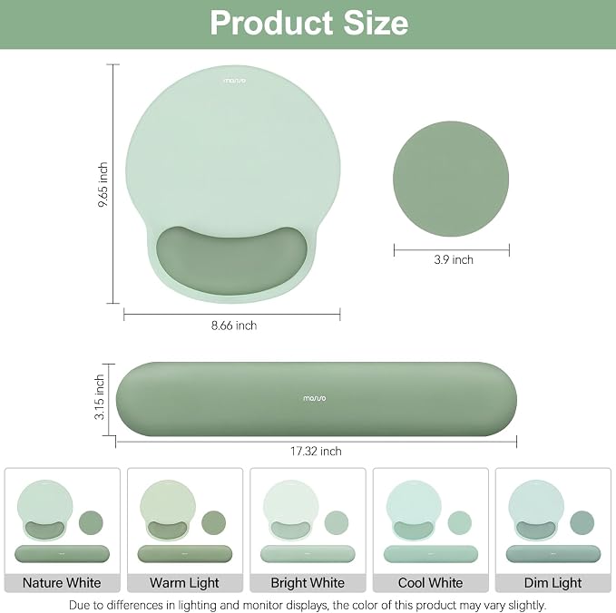 MOSISO Wrist Rest Support for Mouse Pad&Keyboard Set, Circle Curved Ergonomic - Image 7